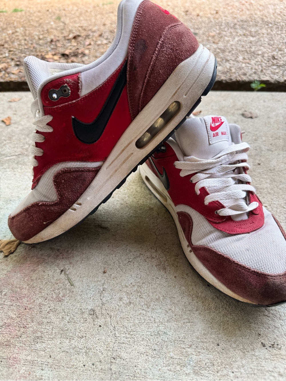 Nike Men's AIR MAX 1 - maroon red RARE clrway - size 11